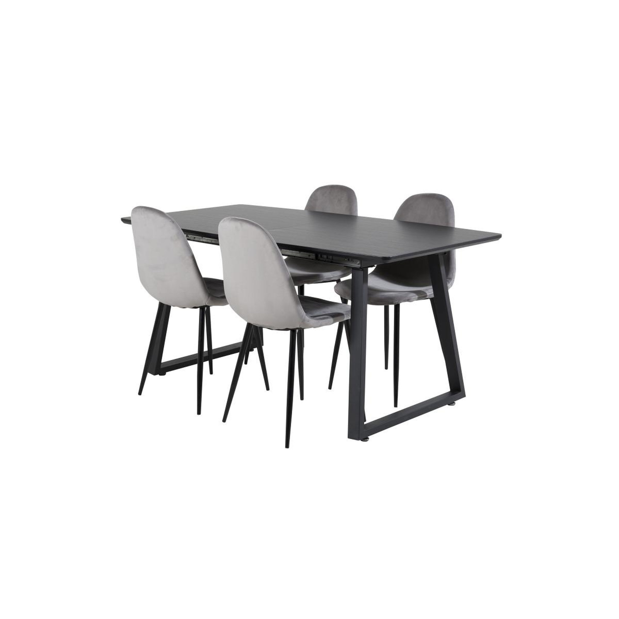 Voir la diapositive 3 : Paris Prix Ensemble table à manger extensible & 4 chaises  inca & polar  160-200cm noir & gris