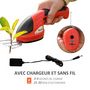 Voir la diapositive 5 : OUTSUNNY Outsunny Taille haie - mini taille haie portable avec batterie rechargeable - clé de sécurité, 2 lames - vitesse à vide 1100 tr/min - acier ABS rouge noir