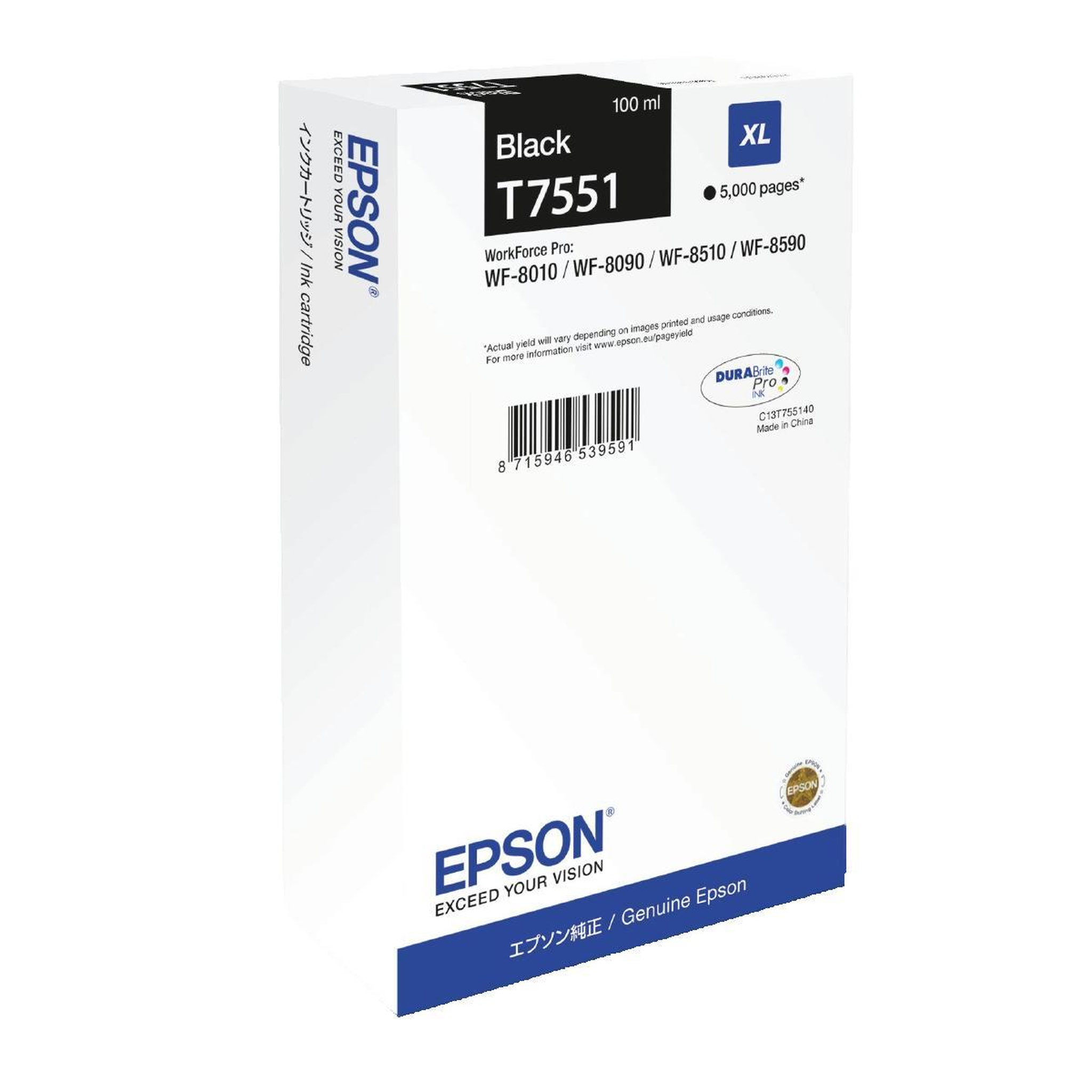 Voir la diapositive 3 : Epson Cartouche d'encre Epson T7551 Noir XL