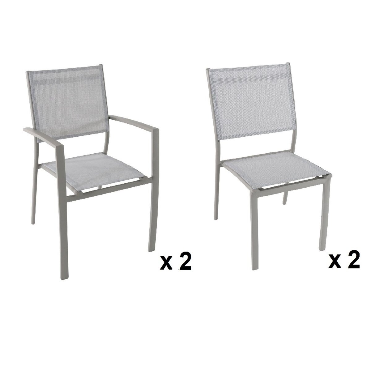Lot de 2 chaises + 2 fauteuils taupe CLARA