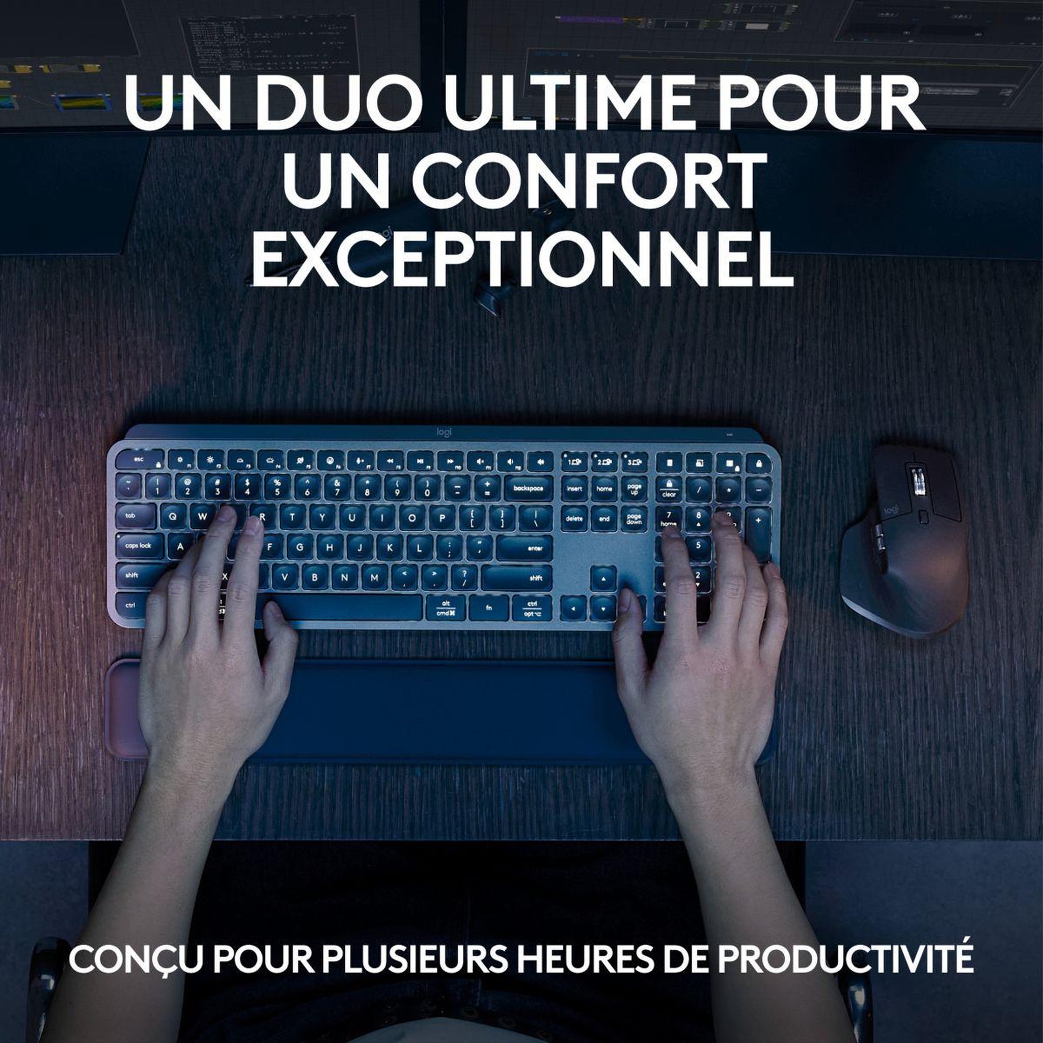 Voir la diapositive 2 : Logitech Clavier + souris mx keys s avec repose poignet