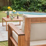 Voir la diapositive 3 : SWEEEK Salon de jardin en bois d'acacia 5 places - Mendoza - Canapé, fauteuils et table basse en acacia, 6 éléments modulables, design