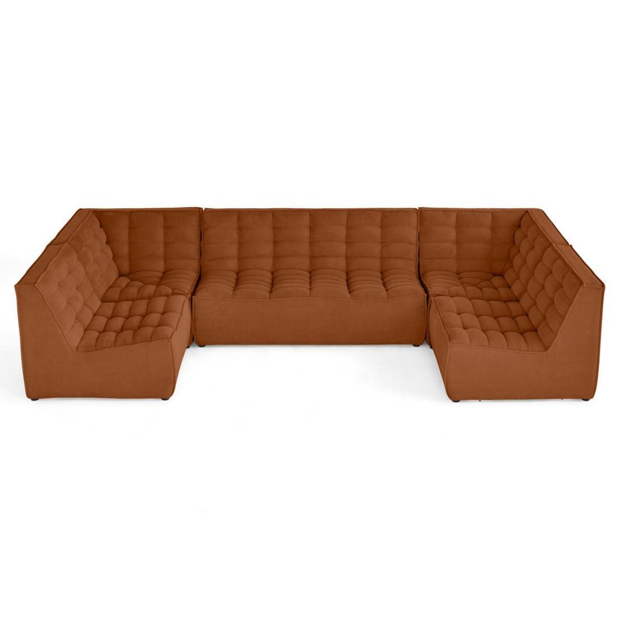 LISA DESIGN Ellie - canapé modulable panoramique 7 places en velours texturé