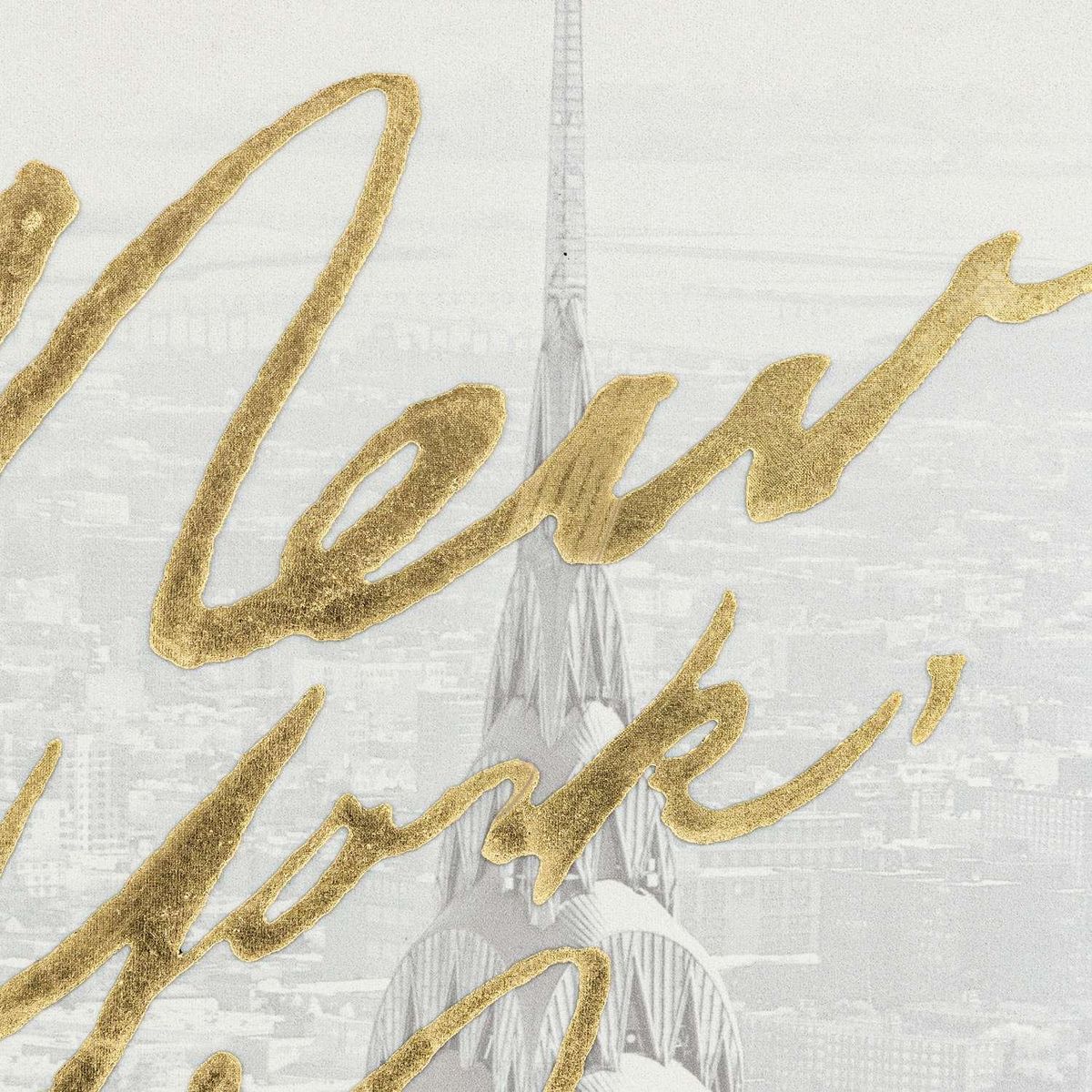 ATMOSPHERA Toile imprimée encadrée à effet alu NEW YORK - 50 x 70 cm - Gris