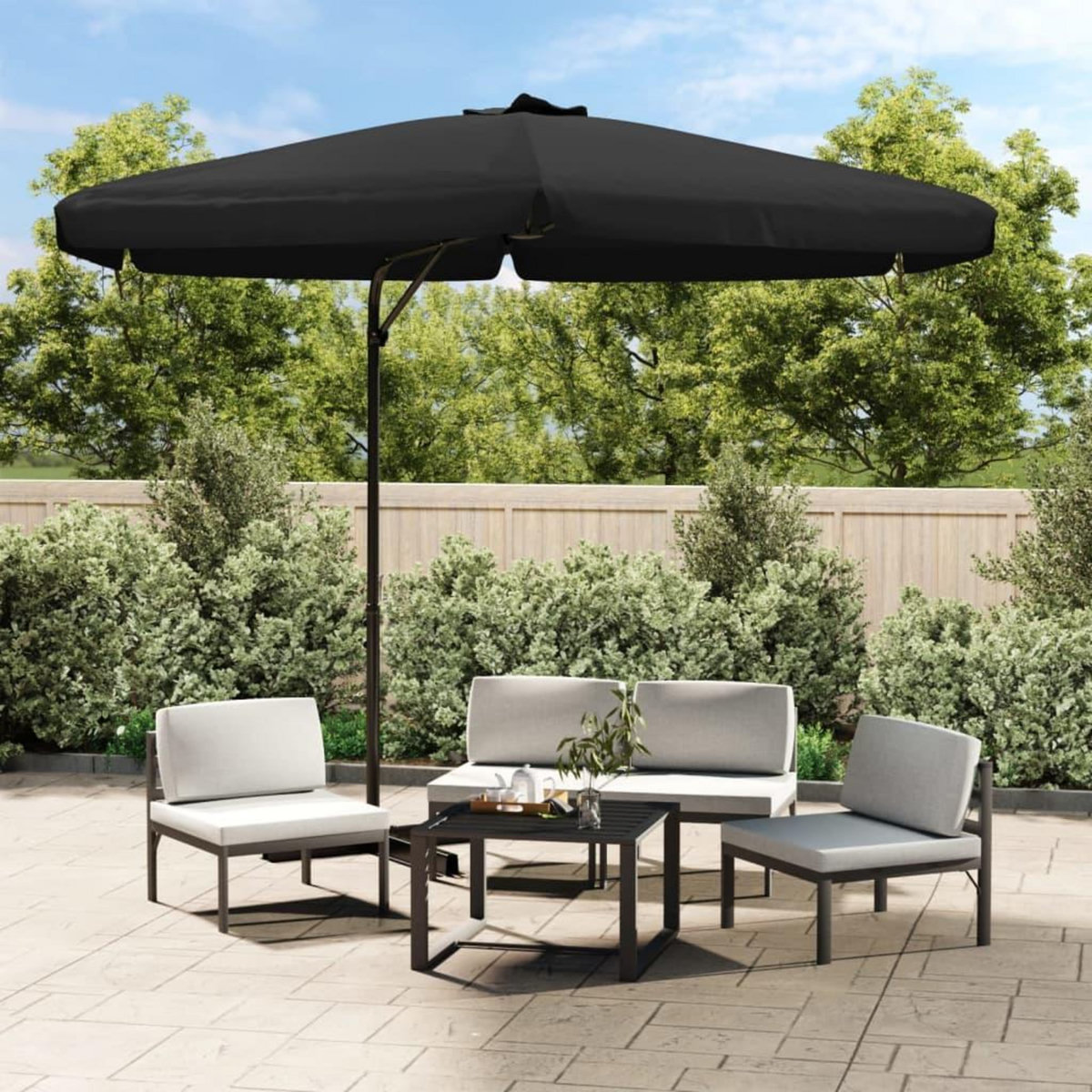 VIDAXL Parasol de jardin avec mat en acier 300 cm Noir