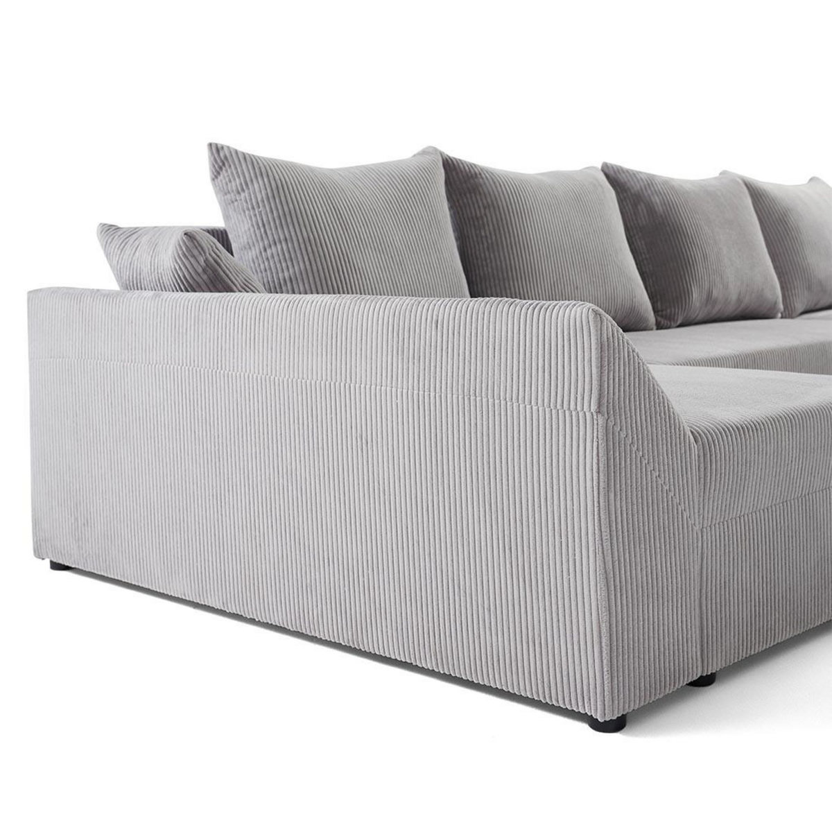 BEST MOBILIER Mike - canapé panoramique en u - 7 places - convertible avec coffre - en velours côtelé