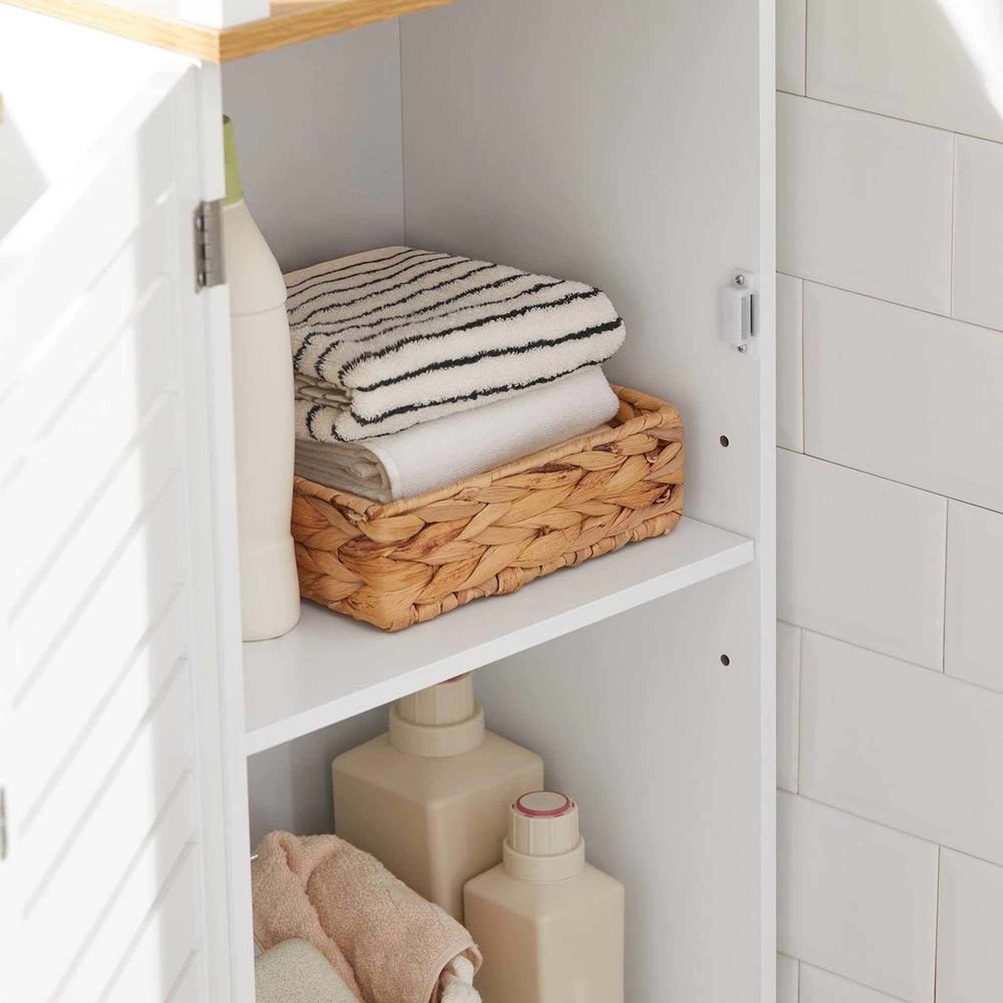 Voir la diapositive 6 : SOBUY Armoire haute salle de bain Blanc 39x30x160cm BZR43-W