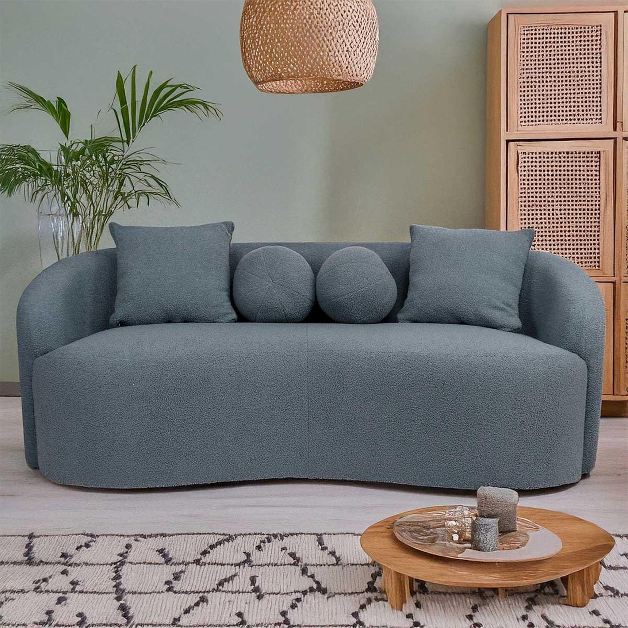 Voir la diapositive 5 : Paris Prix Canapé 3 places en tissu bouclette  brett  178cm gris