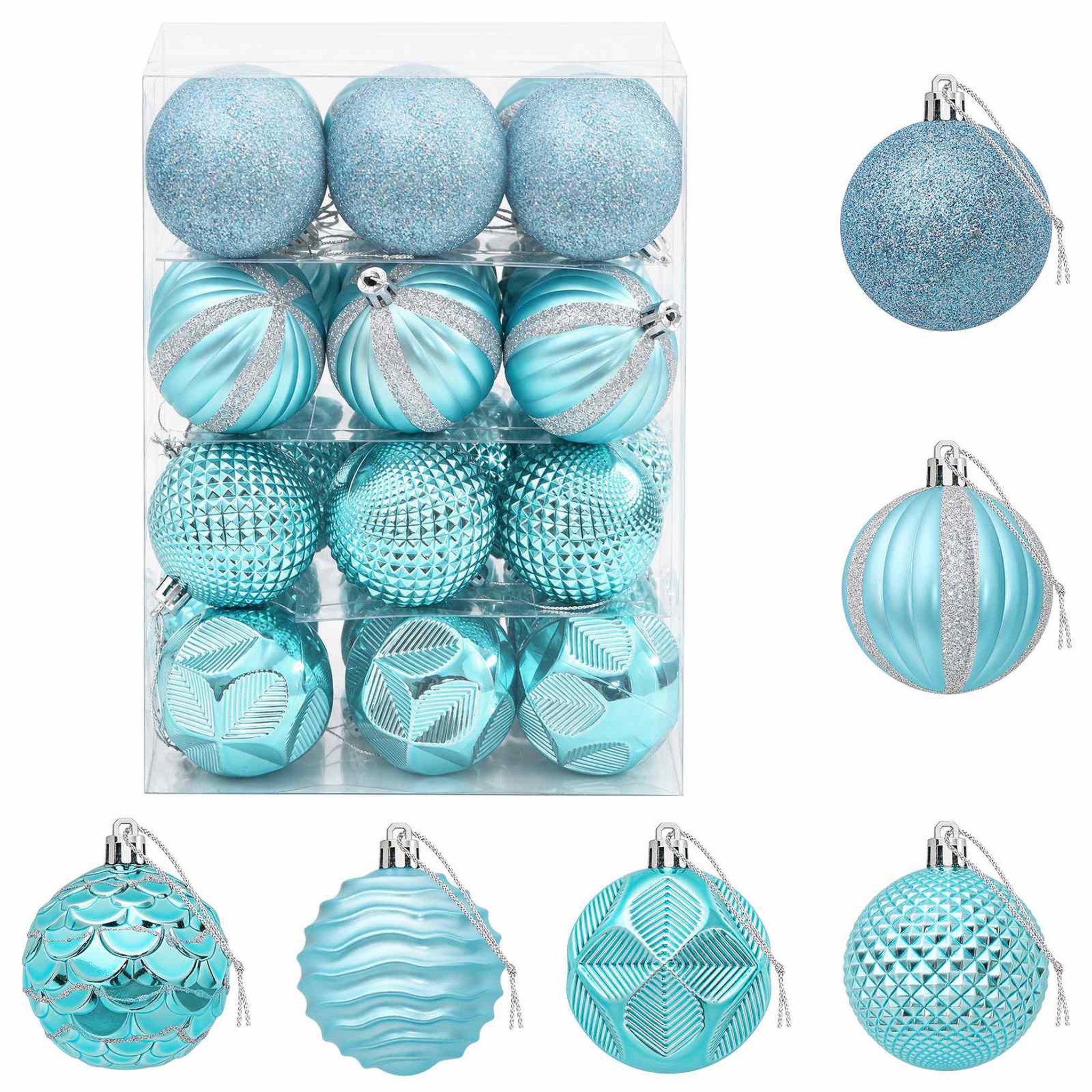 VIDAXL Ensemble de boules de Noël 36 pc Turquoise Diam. 6 cm
