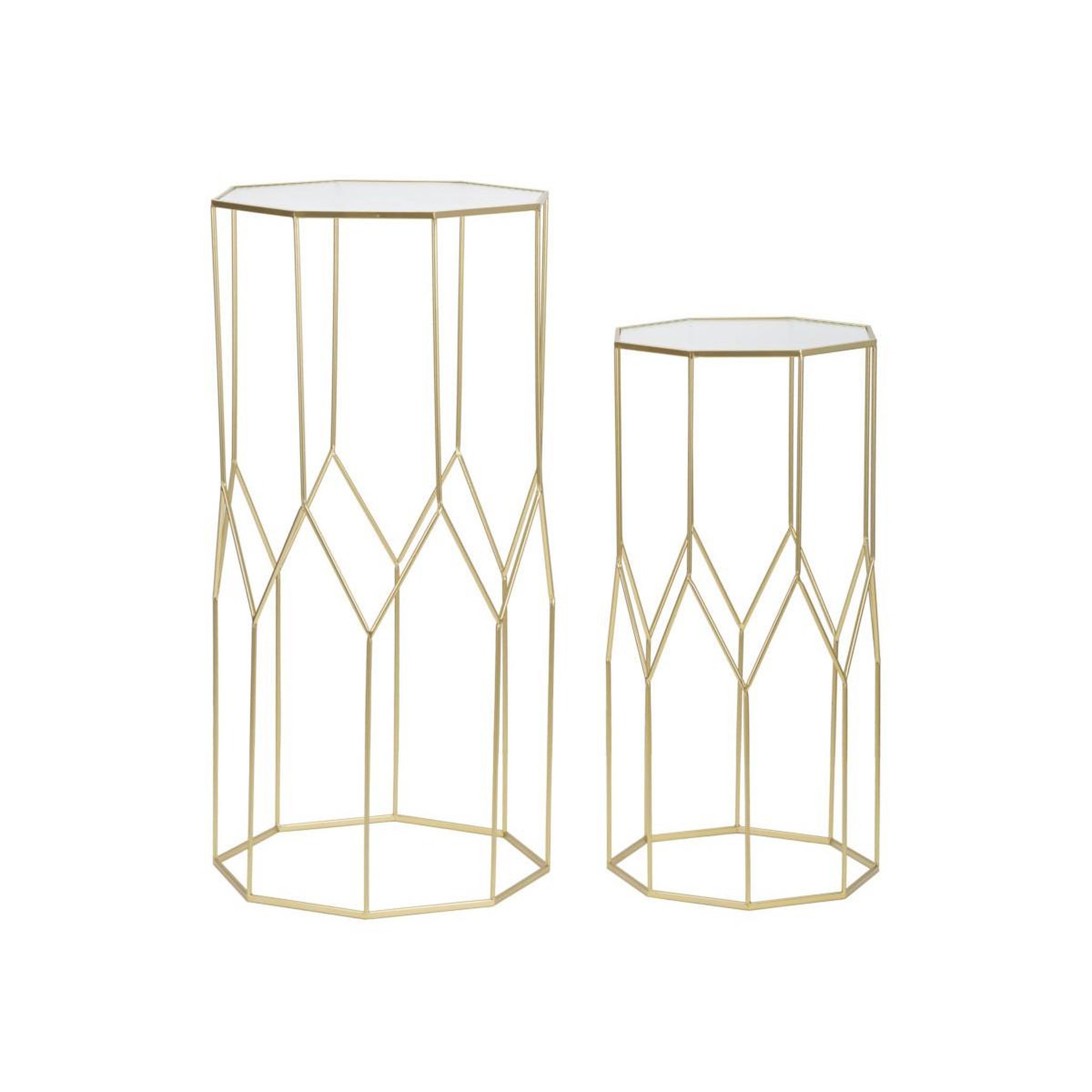 Paris Prix Lot de 2 tables d'appoint octogonale  glassy  100cm or