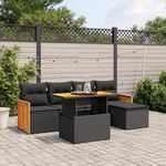 VIDAXL Salon de jardin 6 pcs avec coussins noir resine tressee