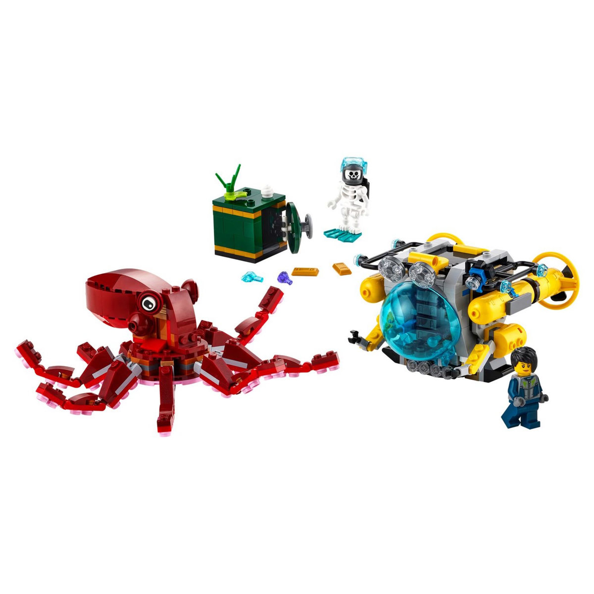 LEGO Creator 3 en 1 31130 La Mission du Trésor Englouti, Jouet d'Exploration Sous-Marine