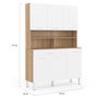 Voir la diapositive 5 : ID MARKET Buffet de cuisine 120 CM CINA 6 portes + tiroir façon hêtre et blanc