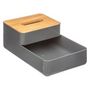 Voir la diapositive 1 :  Boîte 2 Plateaux & 1 Couvercle Bambou  Natureo  26cm Gris