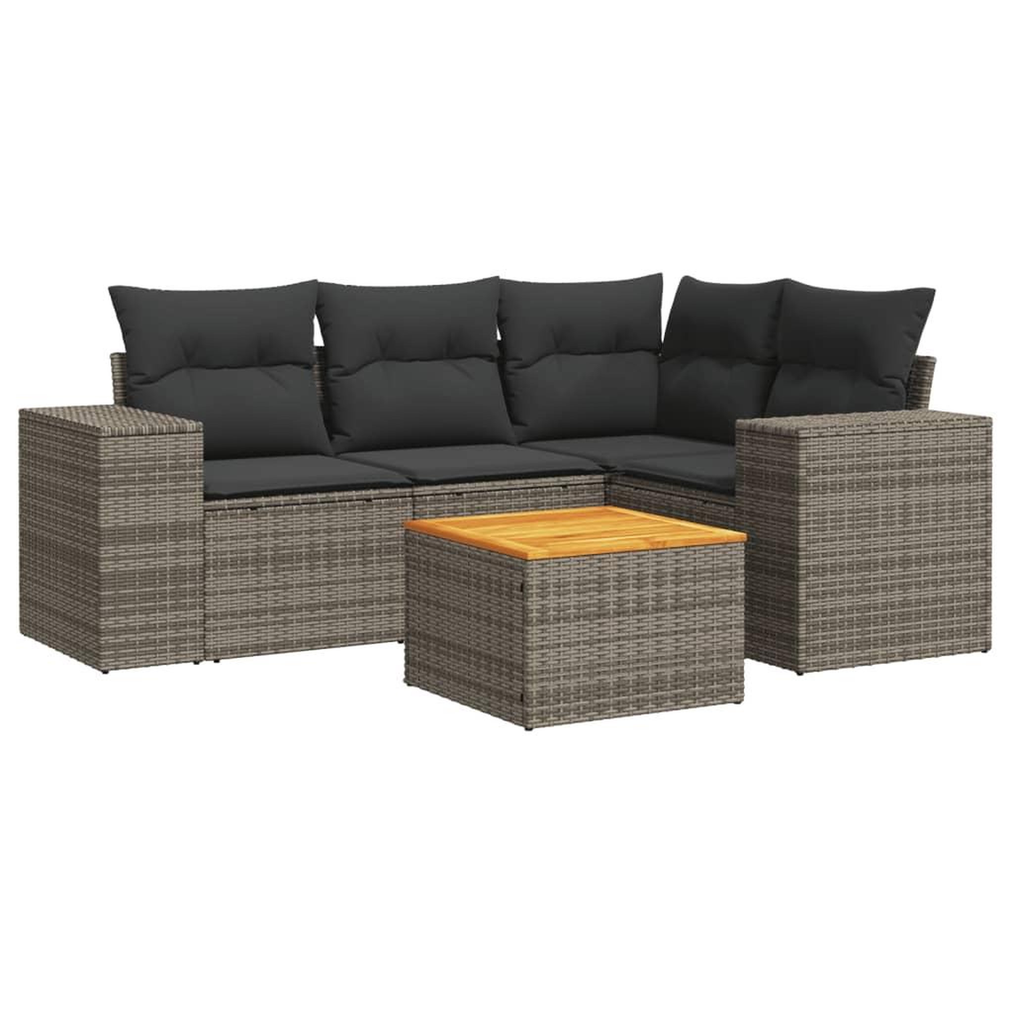 Voir la diapositive 2 : VIDAXL Salon de jardin 5 pcs avec coussins gris resine tressee