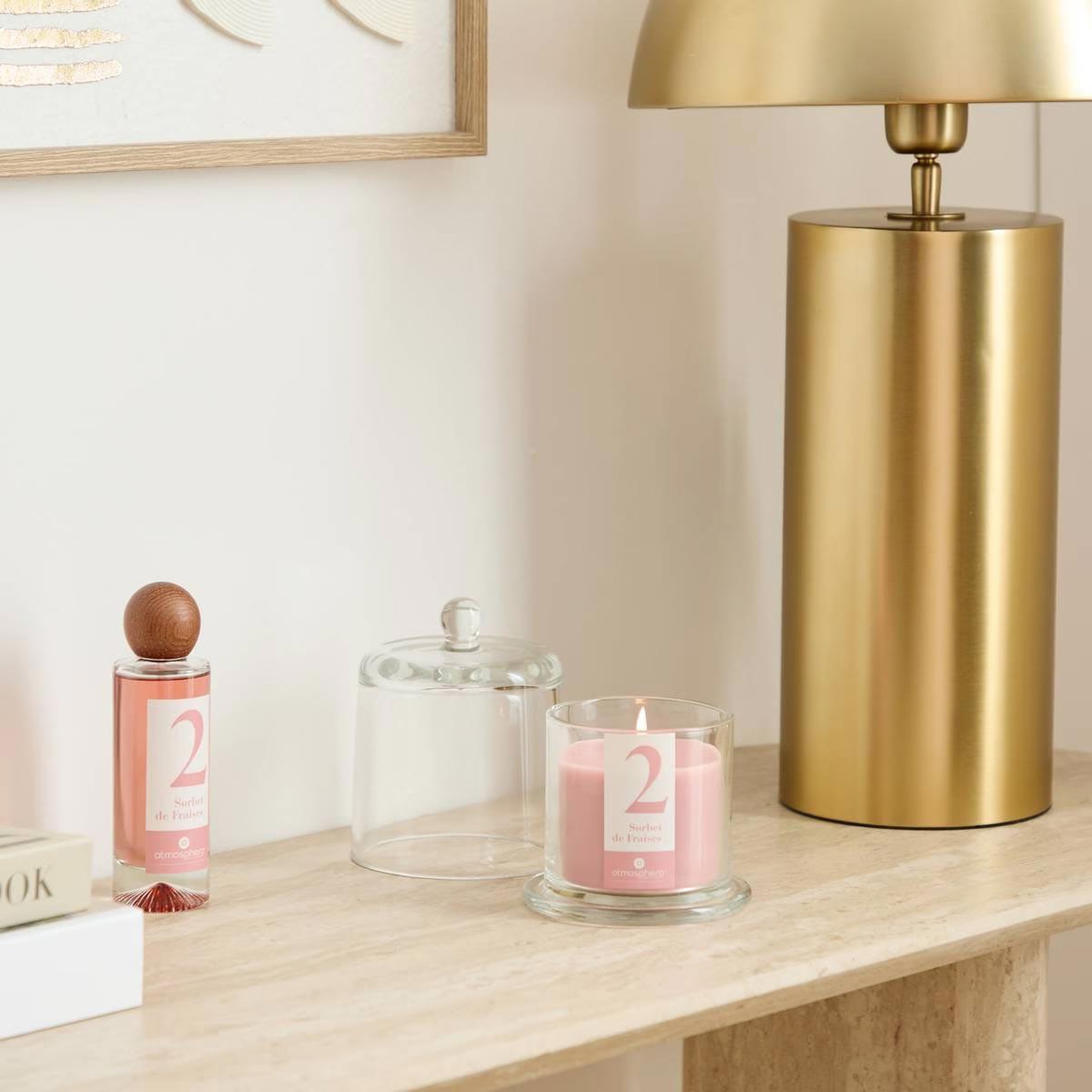 Voir la diapositive 2 : ATMOSPHERA Bougie parfumée cloche  numia  240g sorbet de fraises