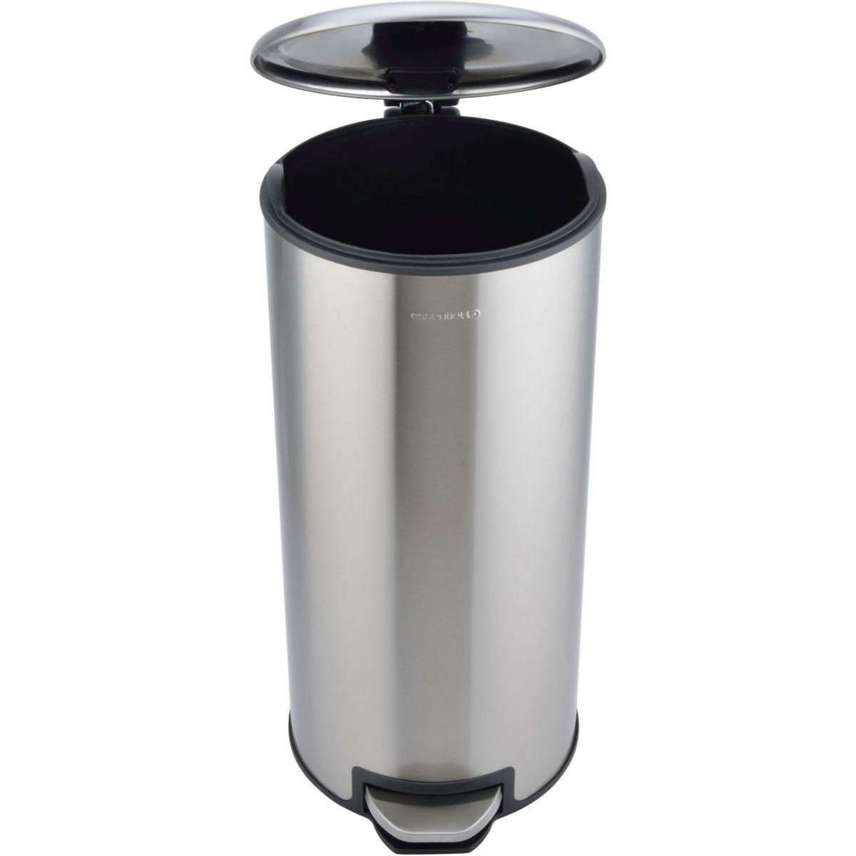 ESSENTIEL B Poubelle de cuisine manuelle ronde 30L inox à pédale