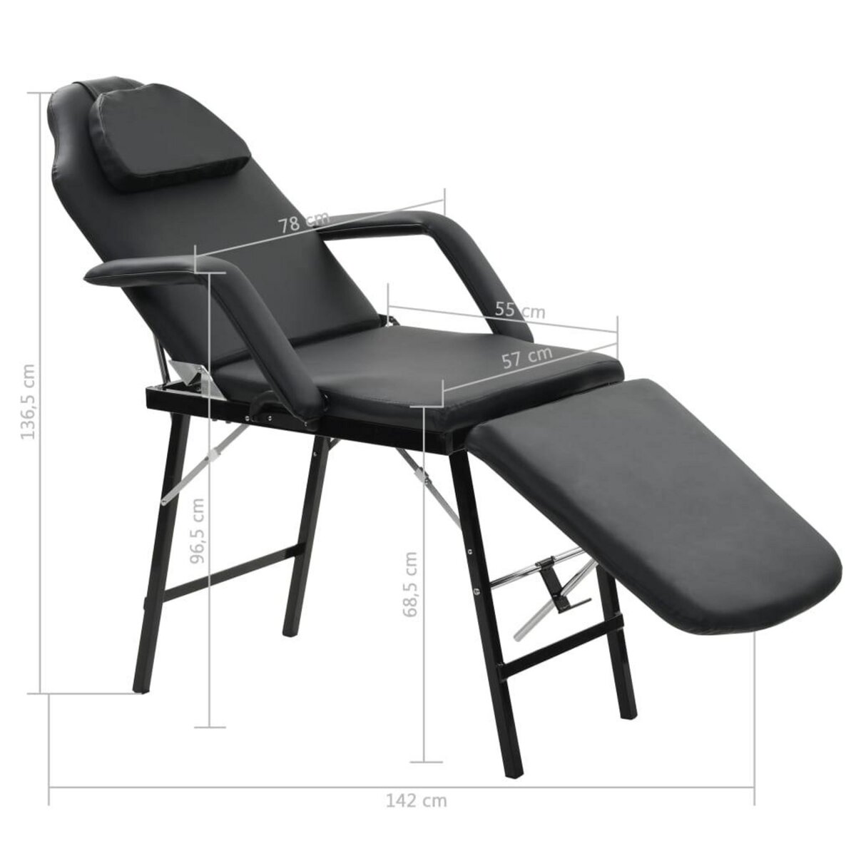 VIDAXL Fauteuil de massage pour traitement facial Simili-cuir Noir