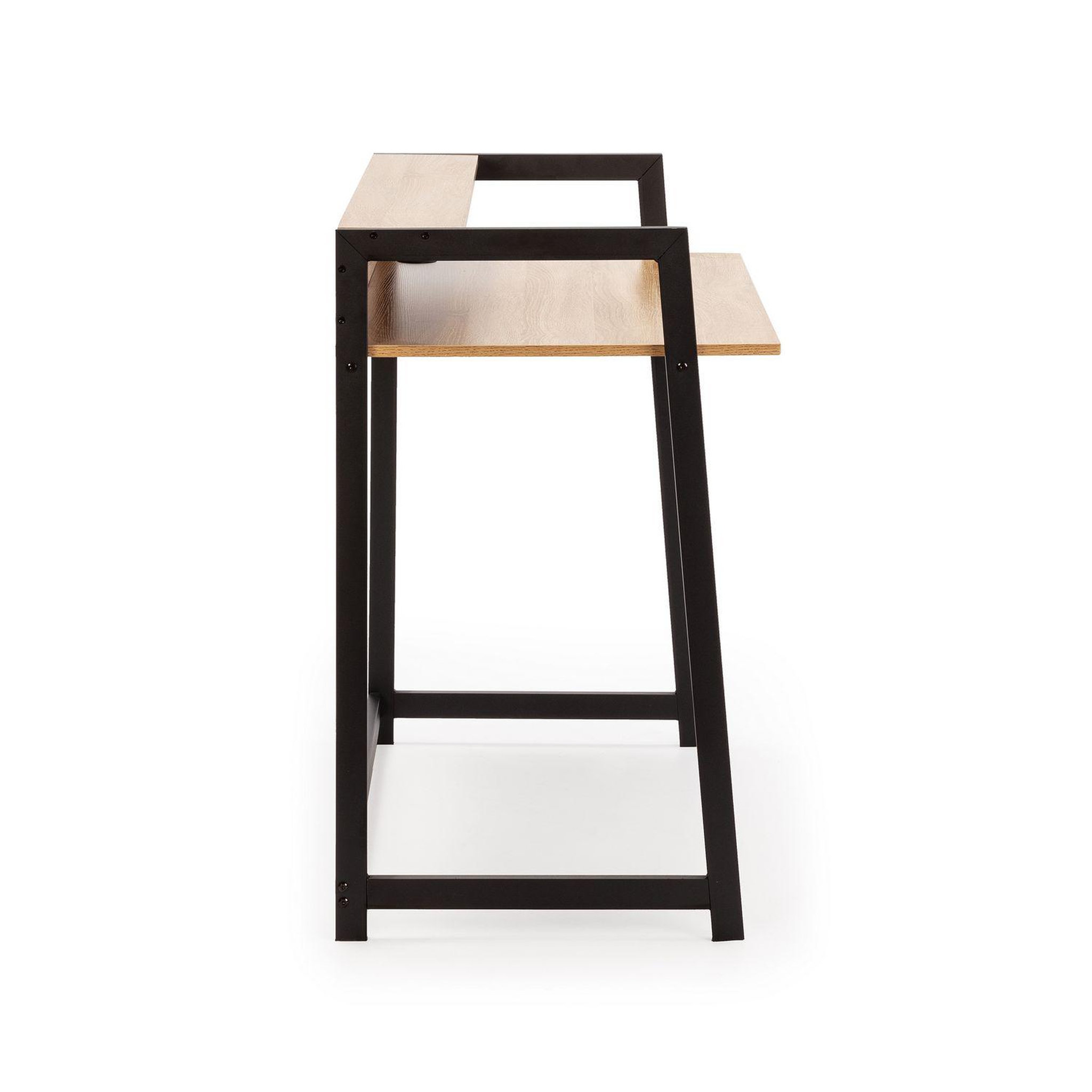 Voir la diapositive 3 : VS VENTA-STOCK Bureau Naia noir, 1 étagère, style industriel, 105 cm longueur