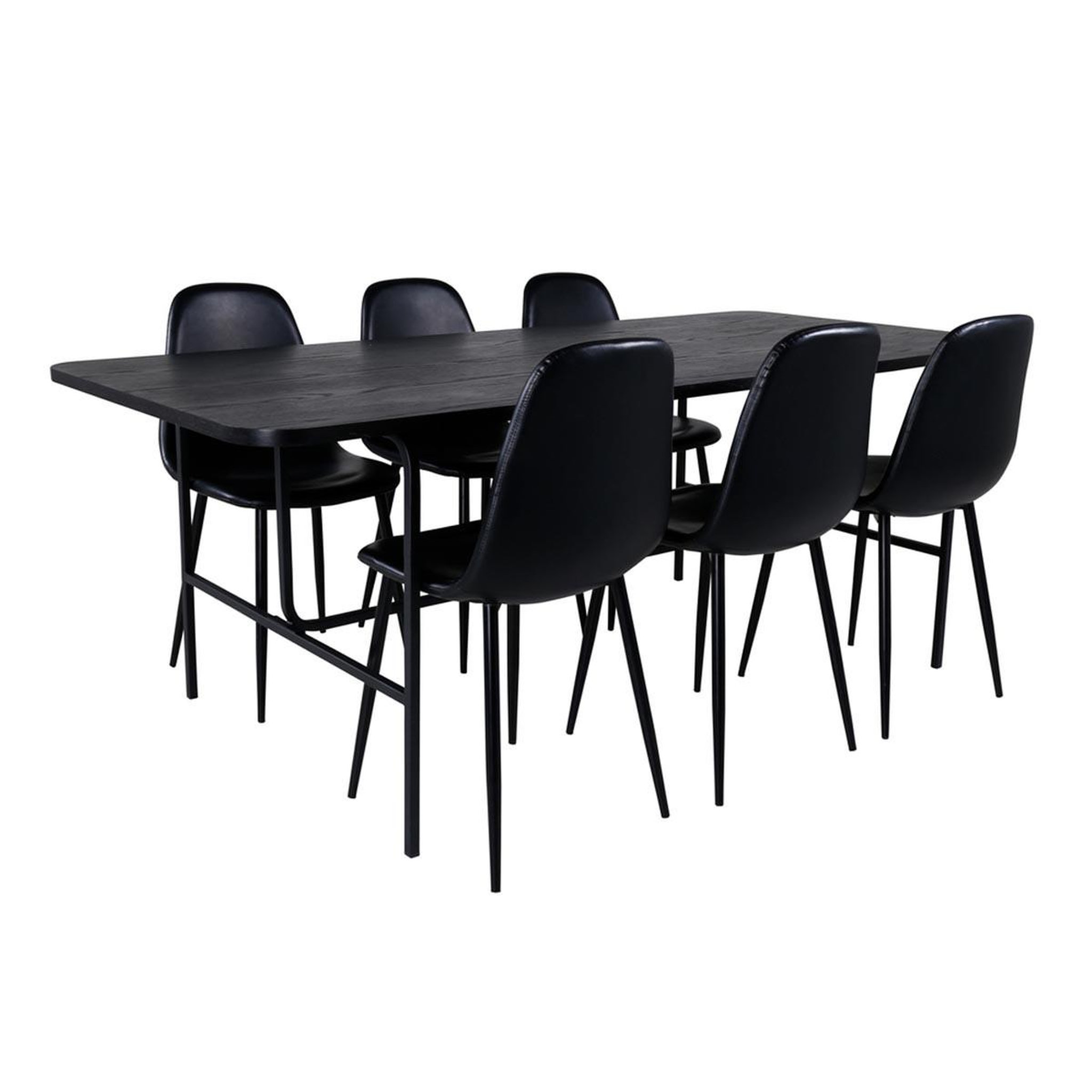 Paris Prix Ensemble table à manger & 6 chaises  uno & polar  200cm noir
