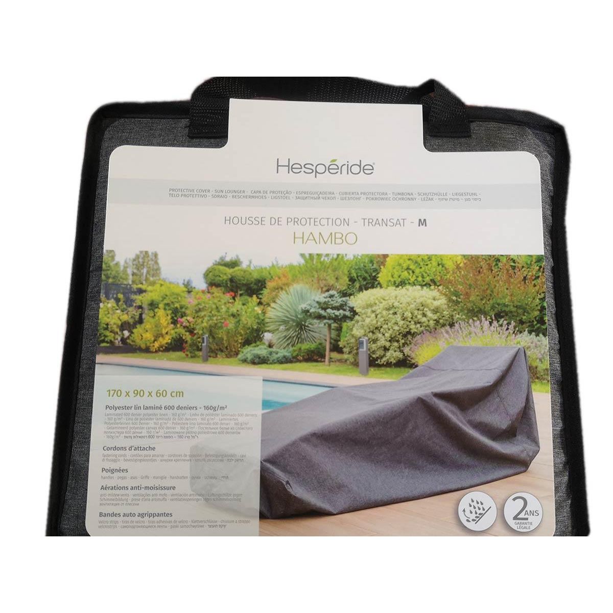 HESPERIDE Housse pour transat Hambo M gris - 170 x 90 x 60 cm - Hespéride