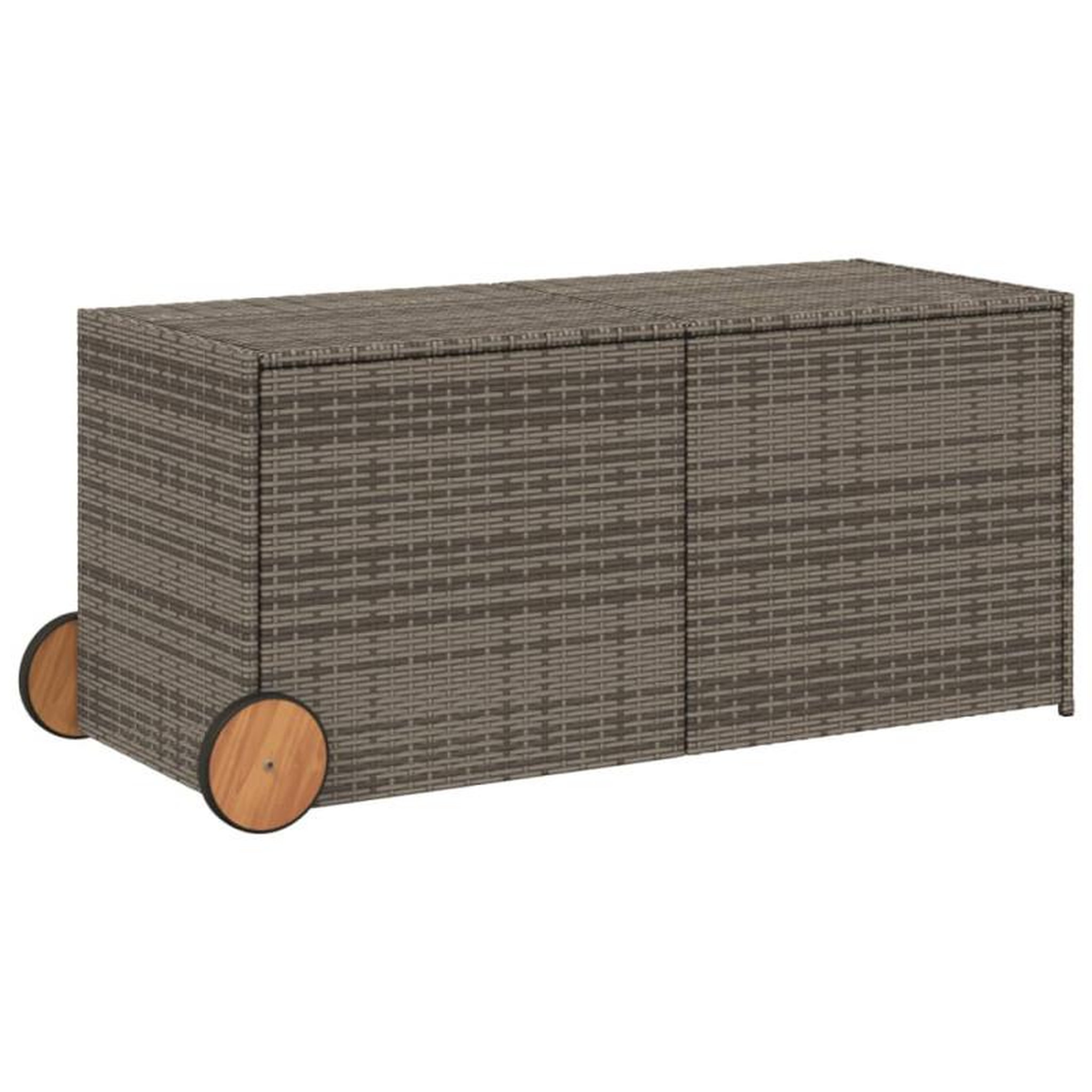 Voir la diapositive 2 : VIDAXL Boîte de rangement de jardin et roues gris 283L résine tressée