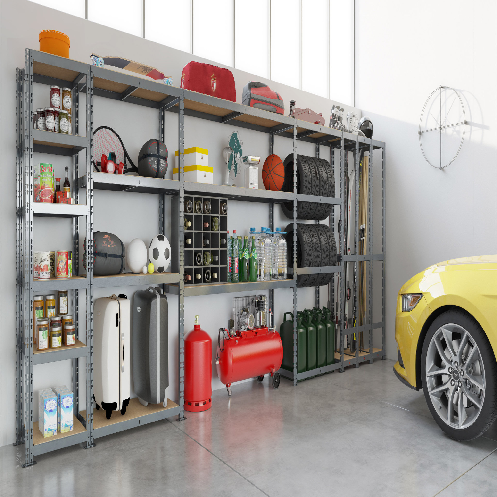 Voir la diapositive 3 : Concept rangement de garage MODULÖ STORAGE SYSTEME EXTENSION 5 étagères 16 plateaux longueur 505 cm