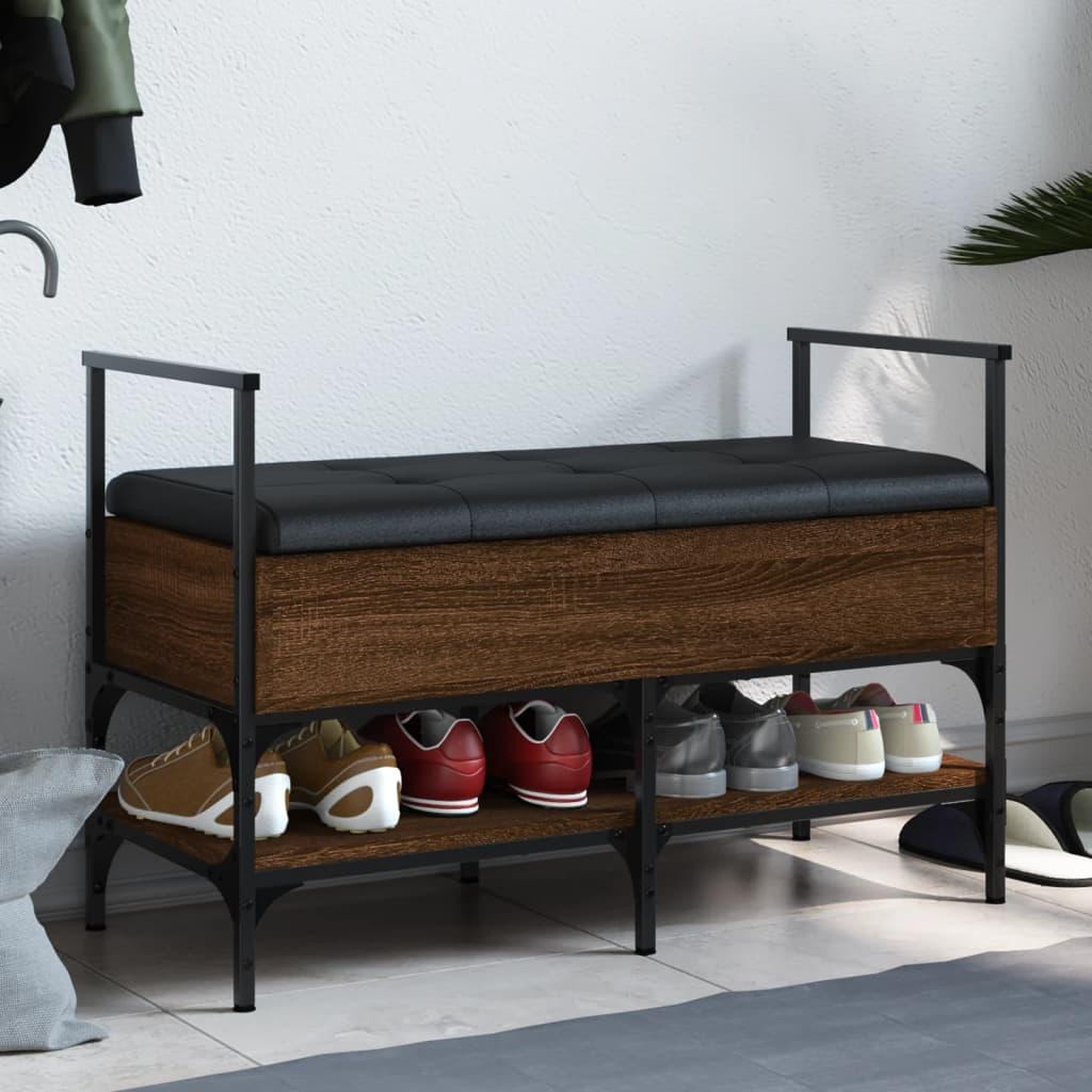 VIDAXL Banc a chaussures chene marron 85,5x42x57,5cm bois d'ingenierie