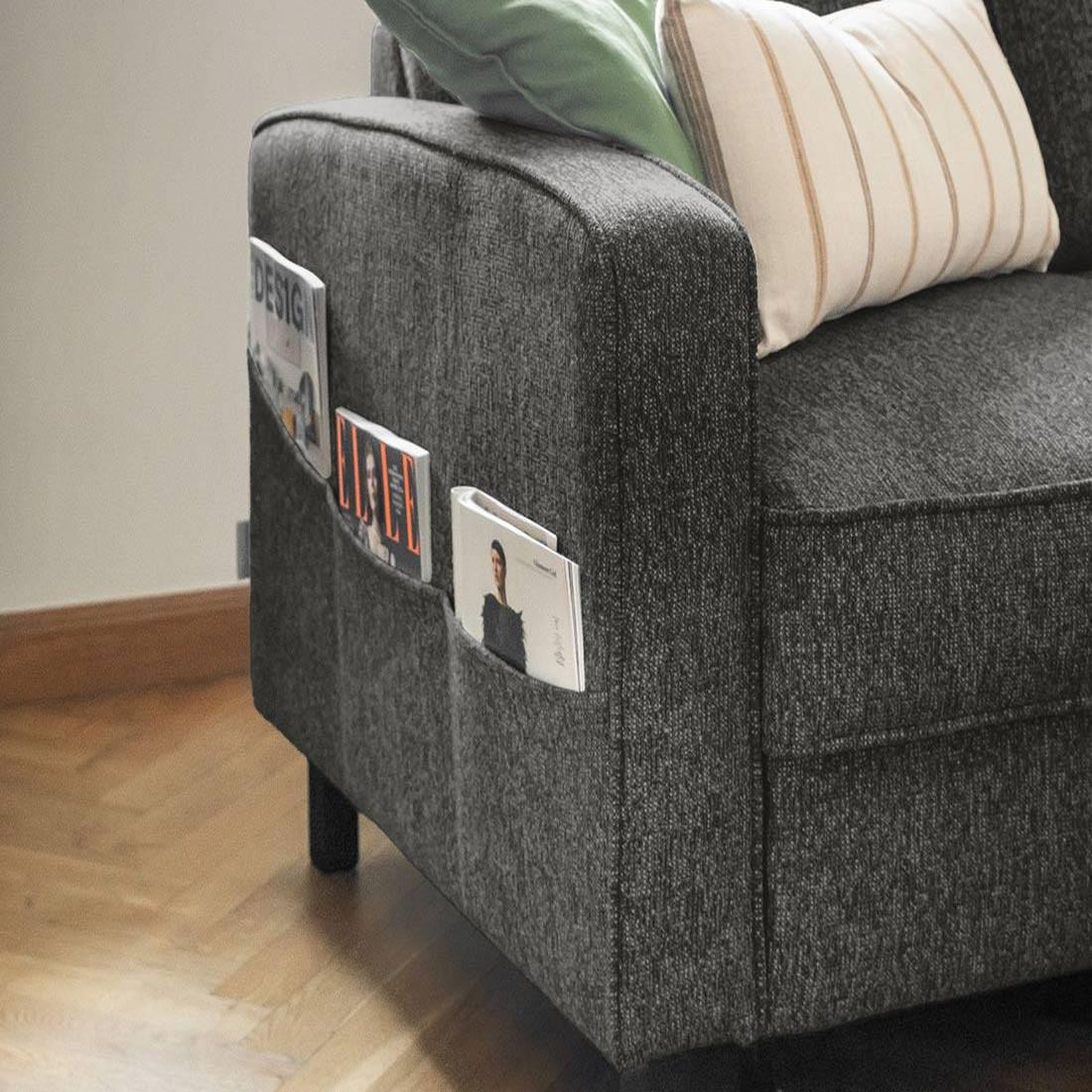 Voir la diapositive 4 : BEST MOBILIER Molly - canapé d'angle droit 5 places convertible en tissu