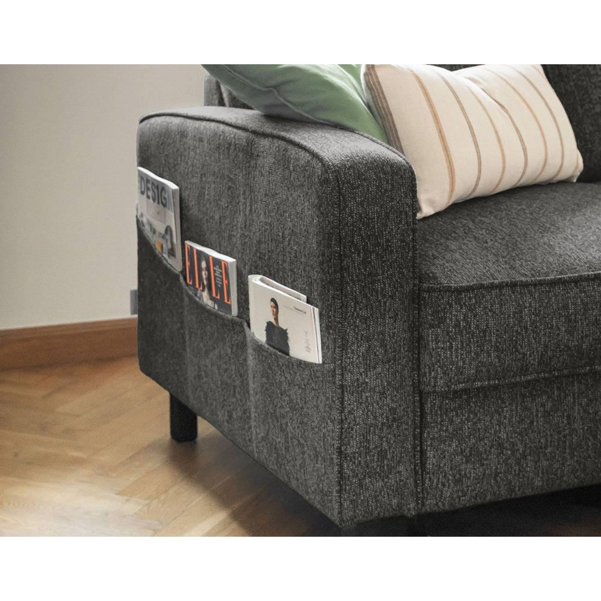 BEST MOBILIER Molly - canapé d'angle droit 5 places convertible en tissu