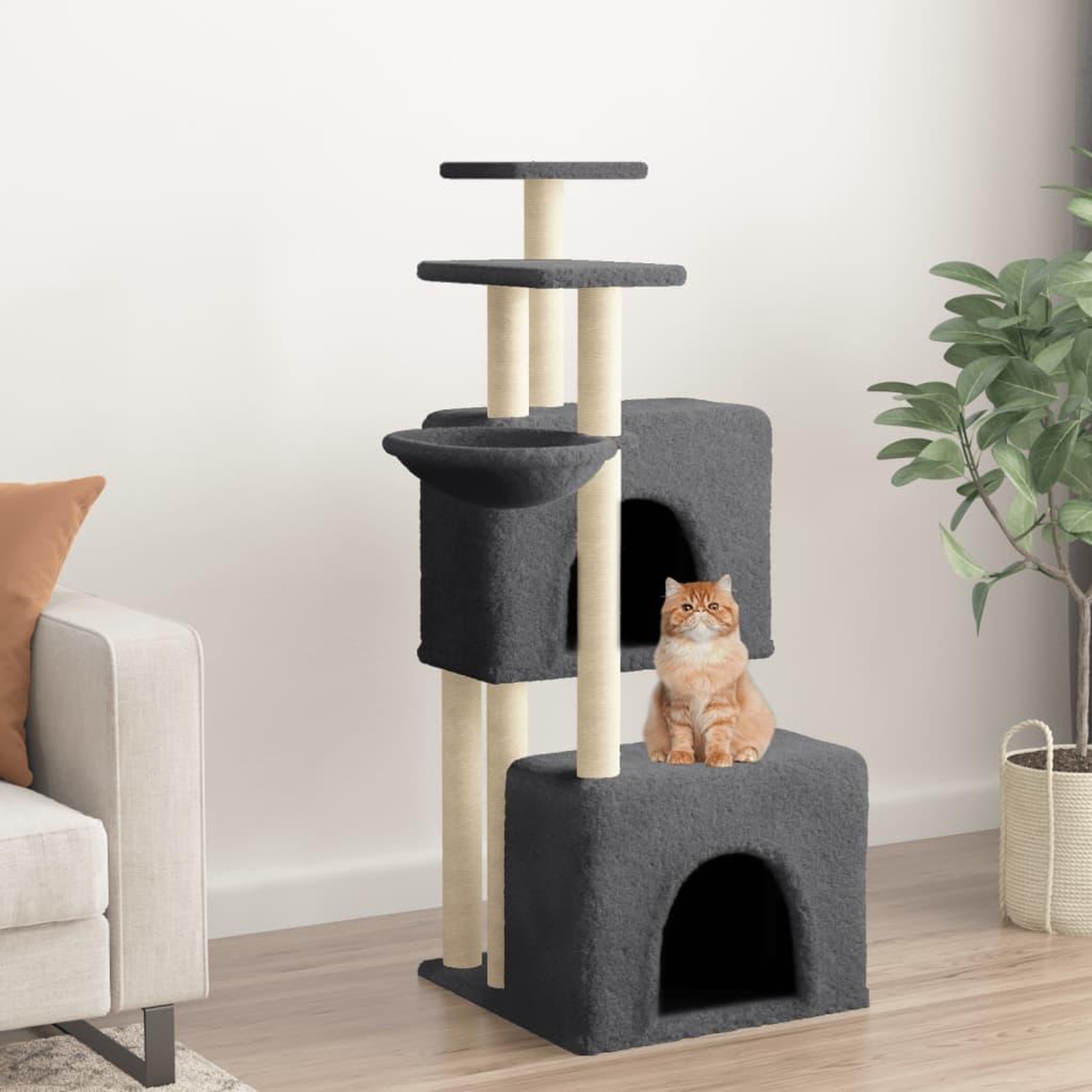 VIDAXL Arbre a chat avec griffoirs en sisal gris fonce 122 cm