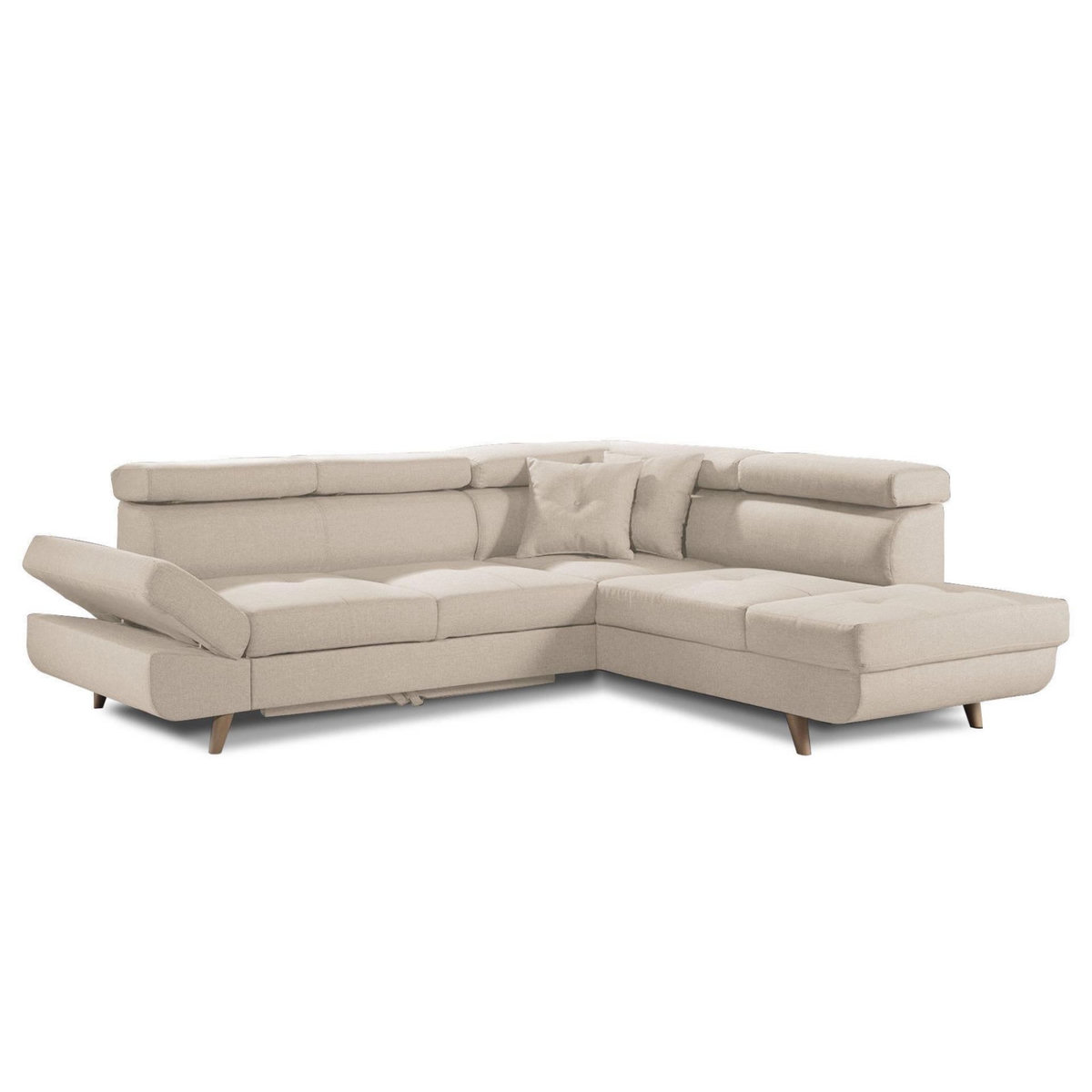 BEST MOBILIER Linea - canapé d'angle droit convertible - 5 places - avec têtières