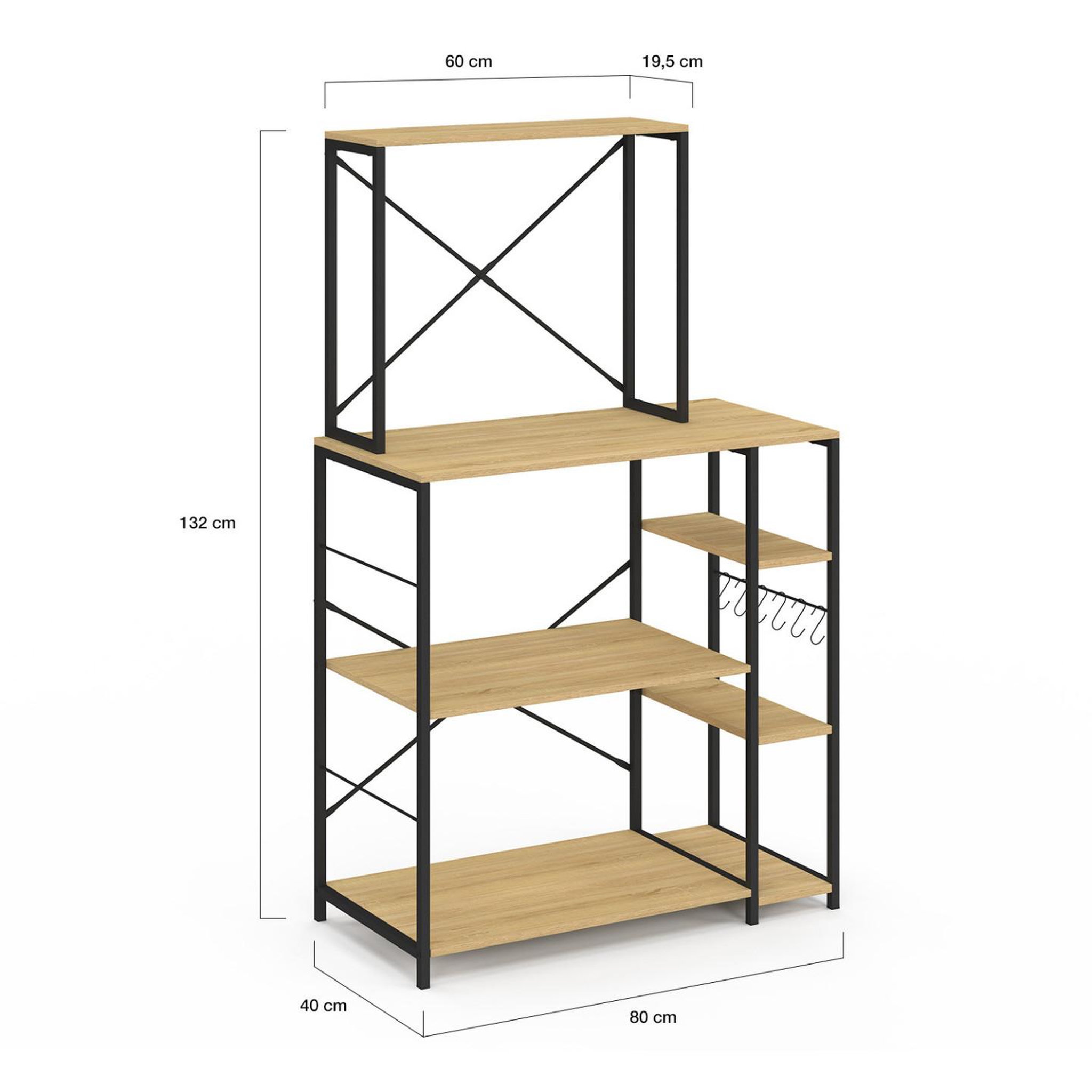 Voir la diapositive 4 : ID MARKET Etagère de cuisine detroit support micro-ondes multi-étagères
