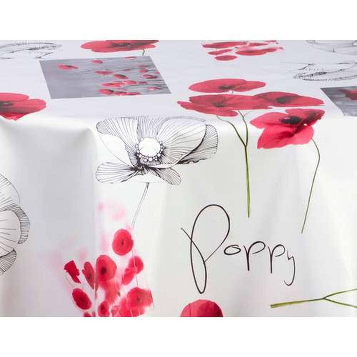 TOILINUX Nappe en toile cirée ronde Coquelicot