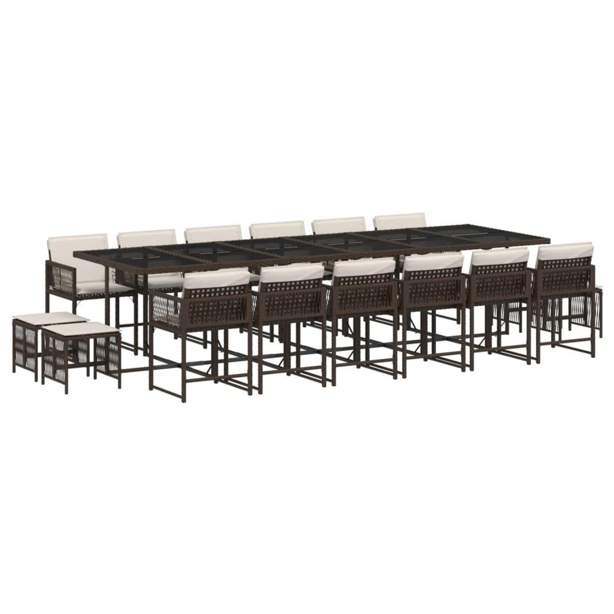 Voir la diapositive 2 : VIDAXL Ensemble a manger de jardin et coussins 17 pcs marron rotin