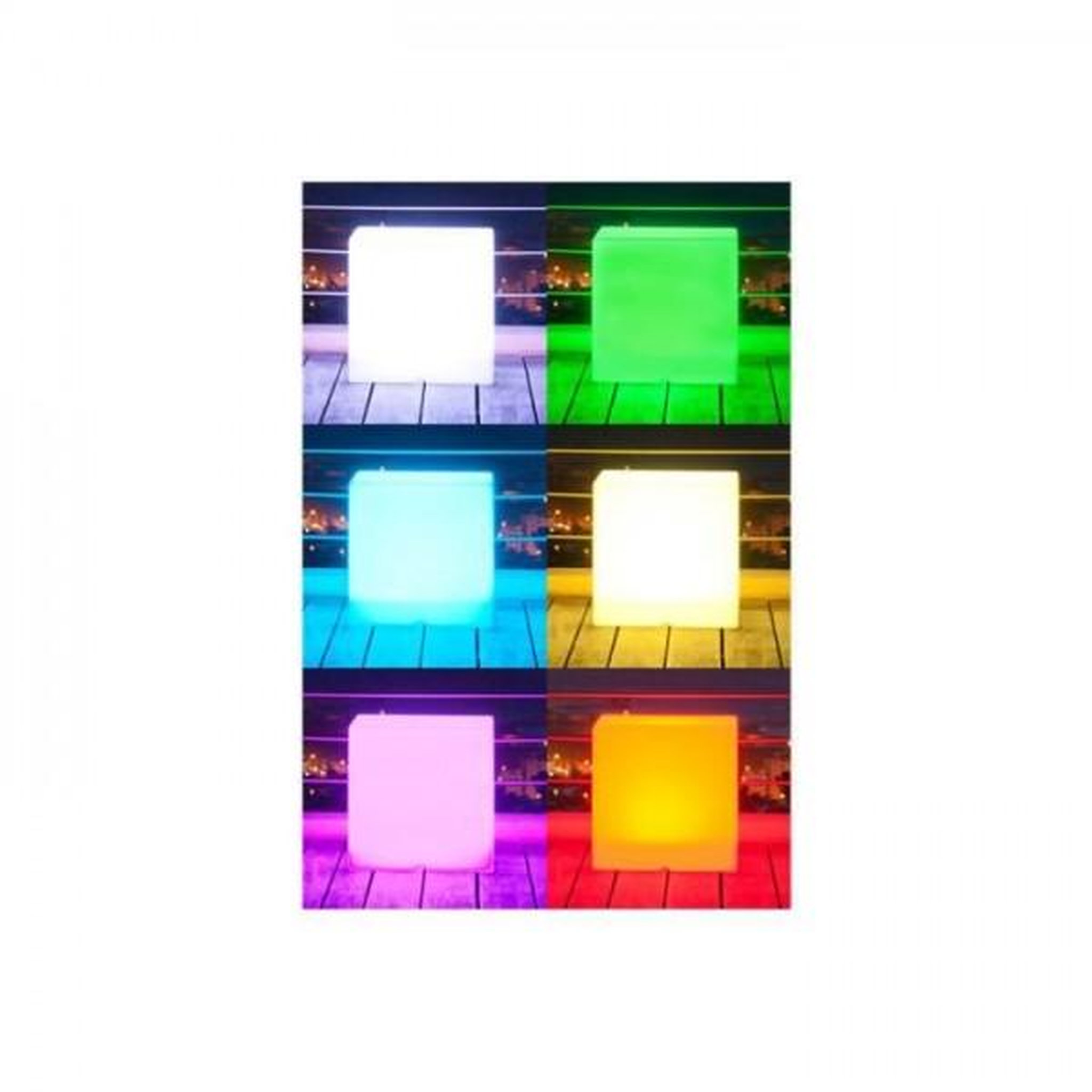 Voir la diapositive 4 : Lumisky Cube lumineux tabouret sans fil LED - LUMISKY - Carry C40 - Multicolore - Rechargeable USB