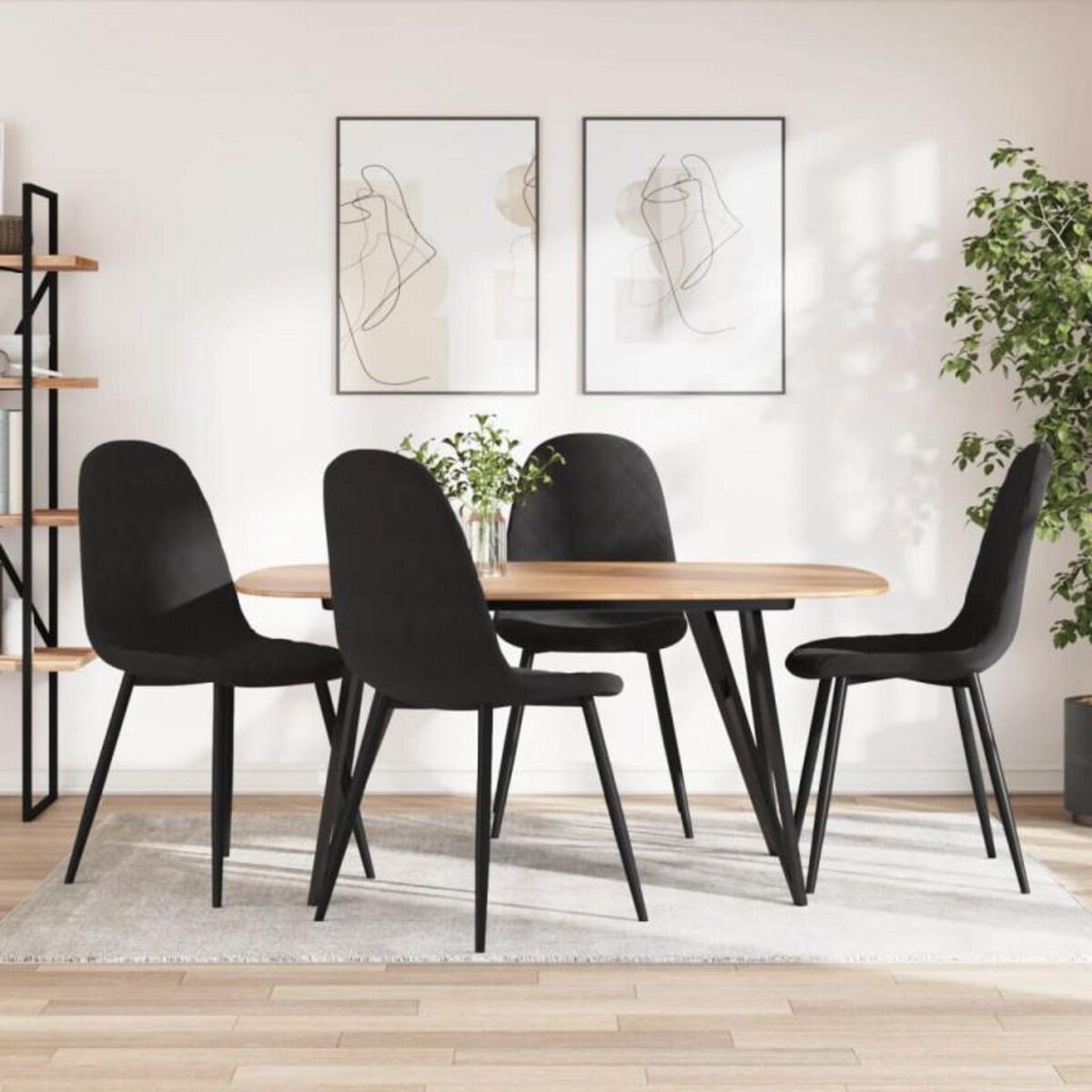 VIDAXL Chaises à manger lot de 4 Noir Velours