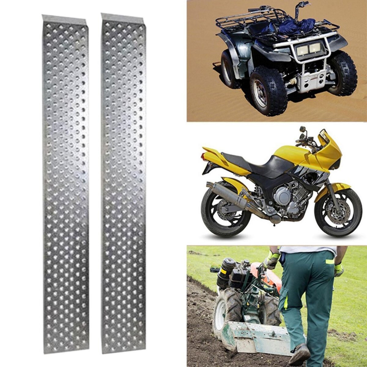 ID MARKET Lot de 2 rampes de chargement en acier galvanisé