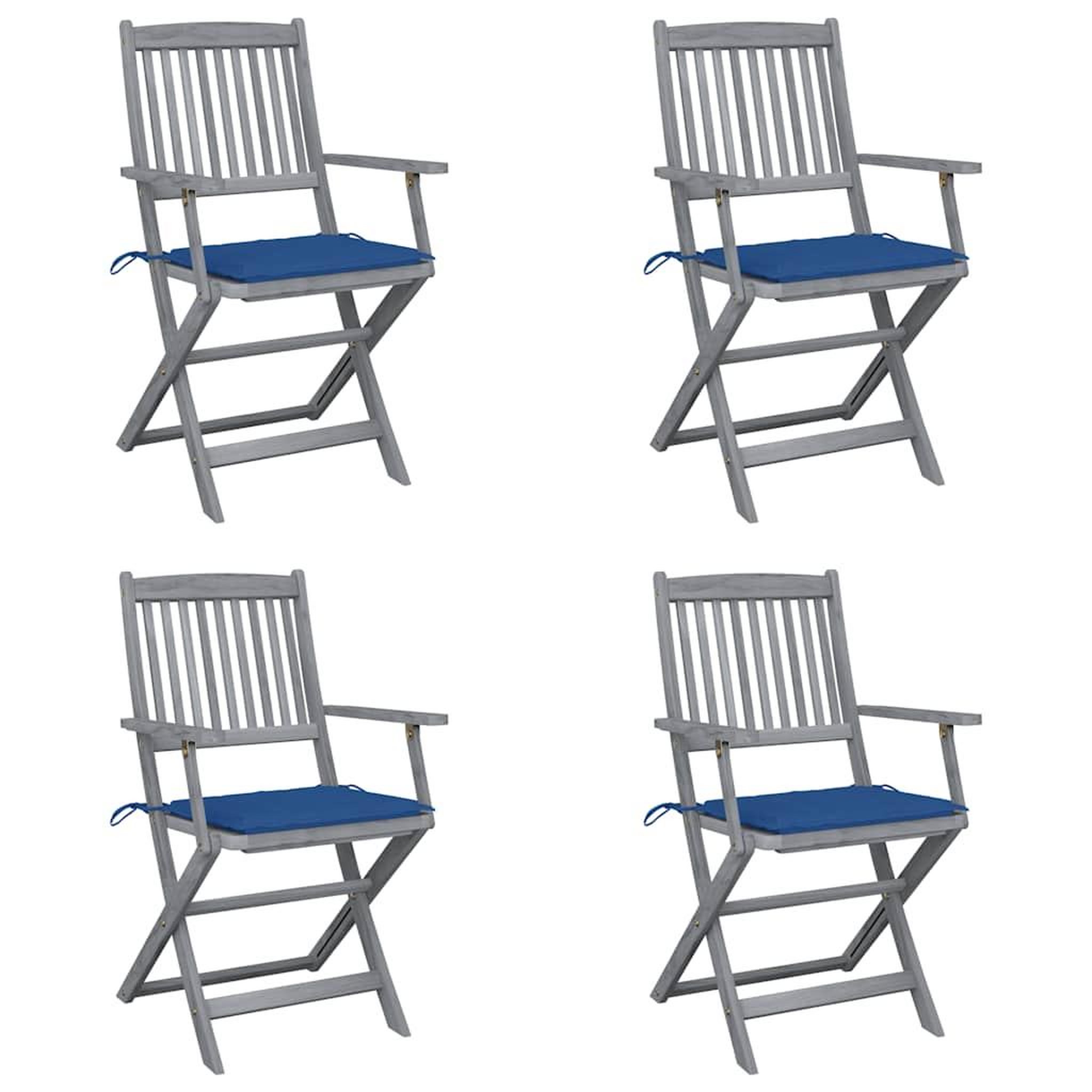VIDAXL Chaises pliables d'exterieur lot de 4 et coussins Bois d'acacia