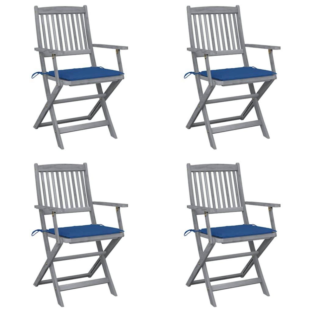 VIDAXL Chaises pliables d'exterieur lot de 4 et coussins Bois d'acacia