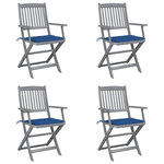 VIDAXL Chaises pliables d'exterieur lot de 4 et coussins Bois d'acacia