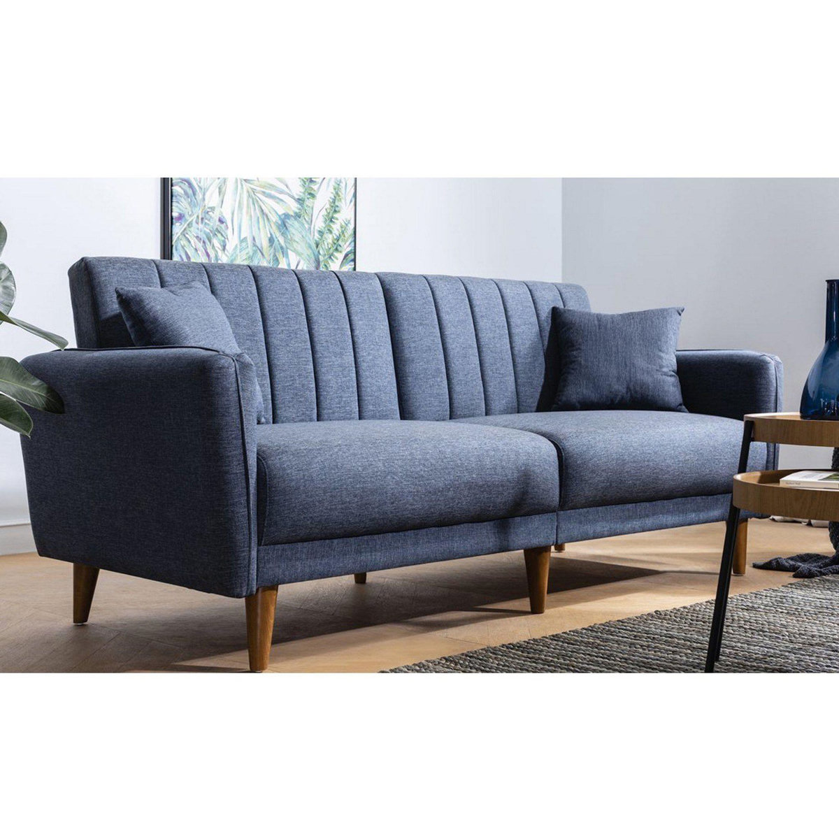 Habitat et Jardin Canapé-lit 3 places en tissu  Aqua  205 x 85 x 85 cm - Bleu foncé