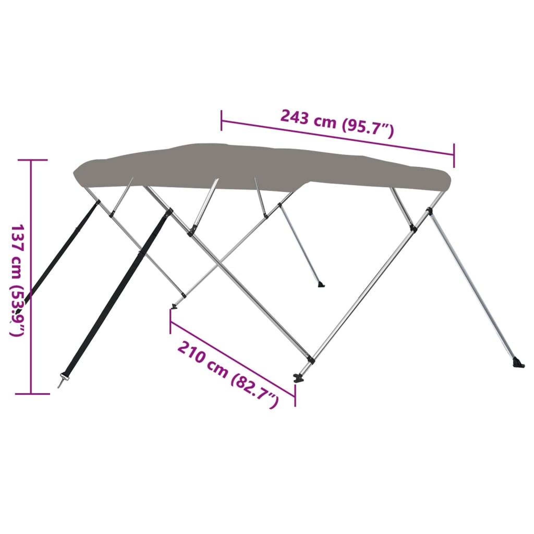 Voir la diapositive 6 : VIDAXL Auvent bimini a 4 arceaux gris 243x210x137 cm