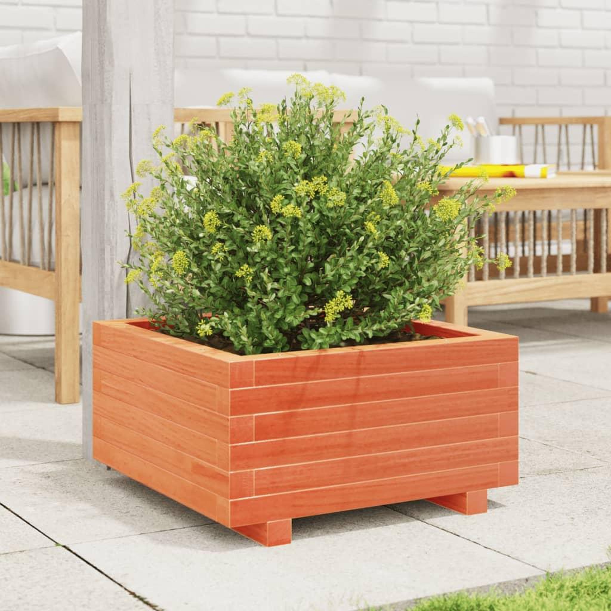 Voir la diapositive 3 : VIDAXL Jardiniere cire marron 50x50x26,5 cm bois de pin massif