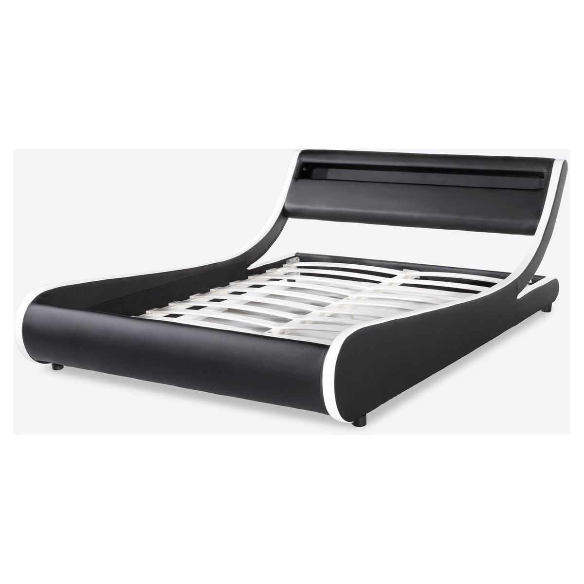 Lit avec sommier et tête de lit LED en PU 160x200 cm NEON