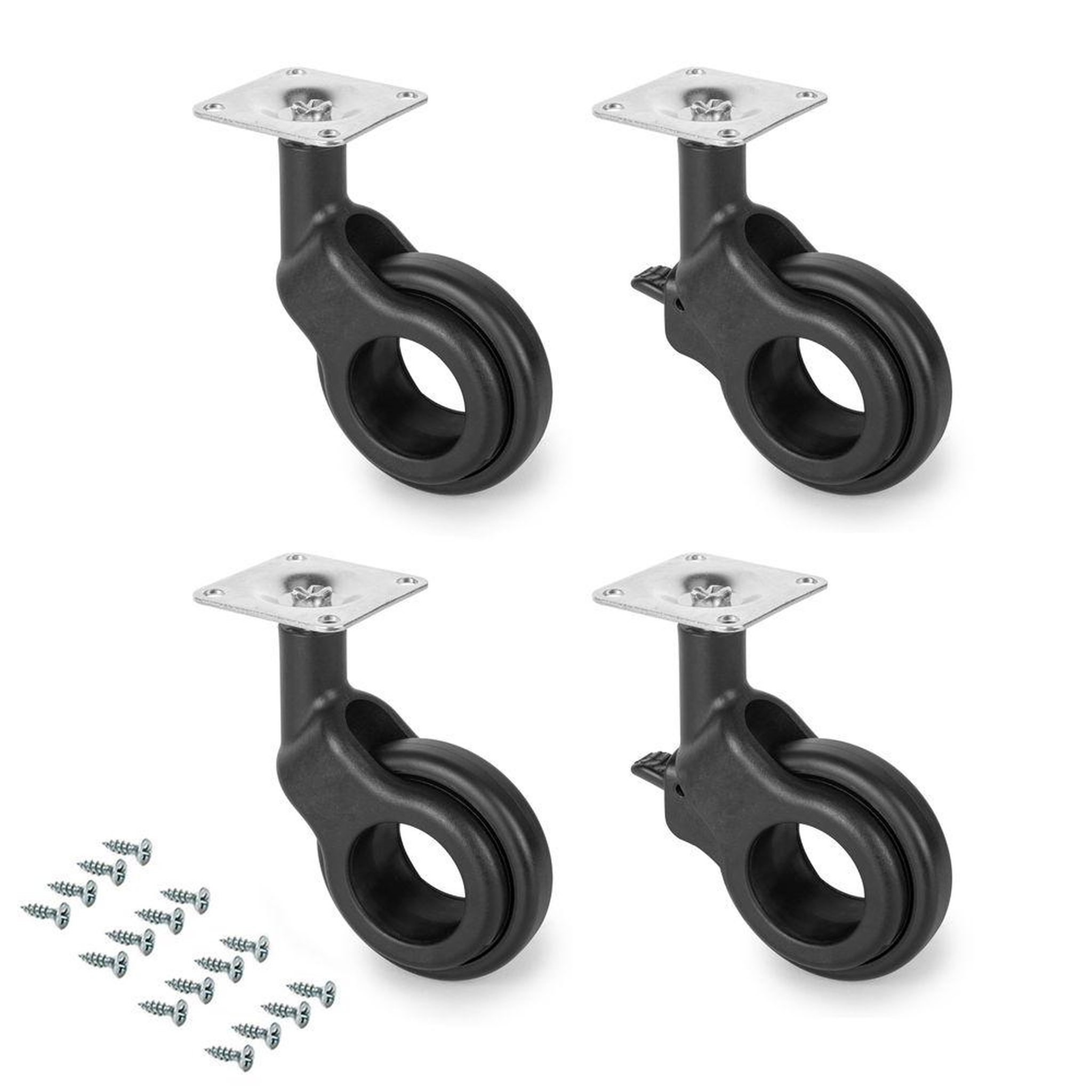 EMUCA SRL Kit roulettes Hole 2 avec platine de montage, Ø 50 mm, Peint en noir