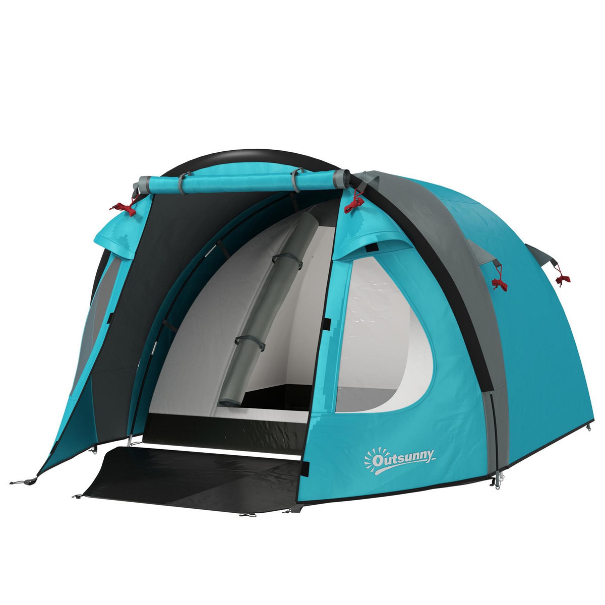 OUTSUNNY Tente de camping 2-4 personnes - tente dôme familiale imperméable - sac de transport inclus bleu