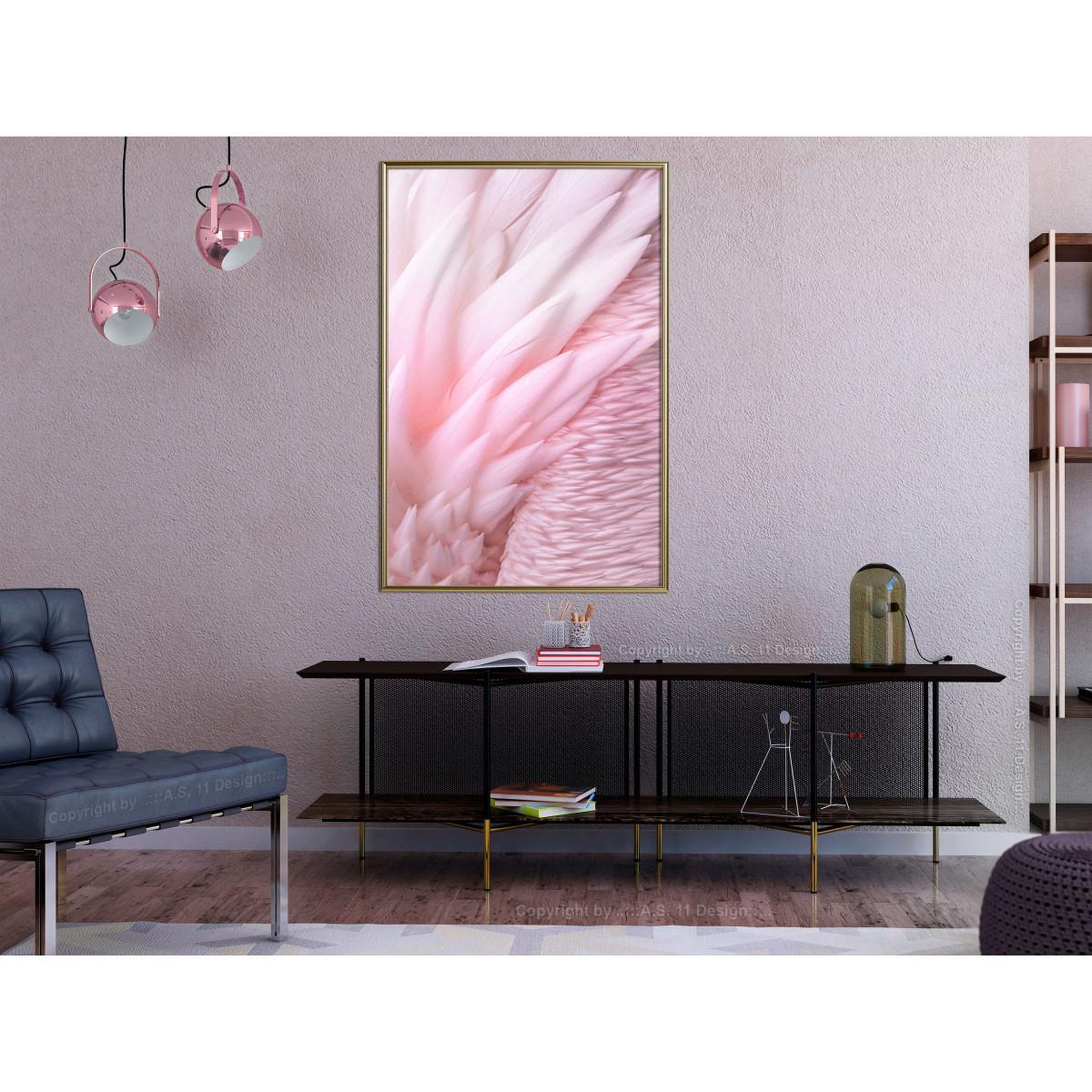 Voir la diapositive 2 : Paris Prix Affiche murale encadrée  pink feathers