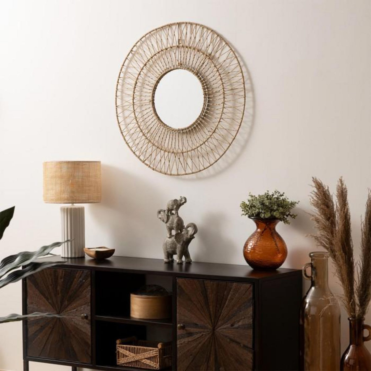 ATMOSPHERA Miroir Déco Corde  Millie  75cm Naturel