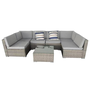 Voir la diapositive 1 : CONCEPT USINE Salon de jardin modulable 6 places en résine tressée - gris et gris ALDABRA